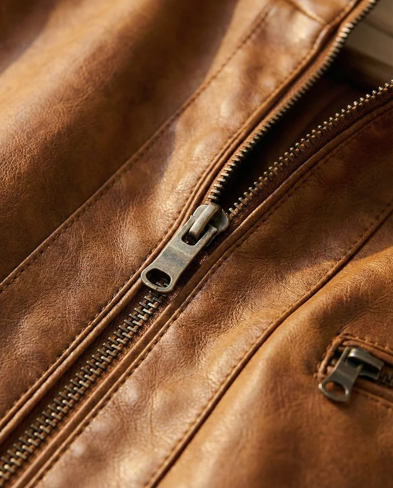 Klassische Herren Lederjacke mit Steppdetails