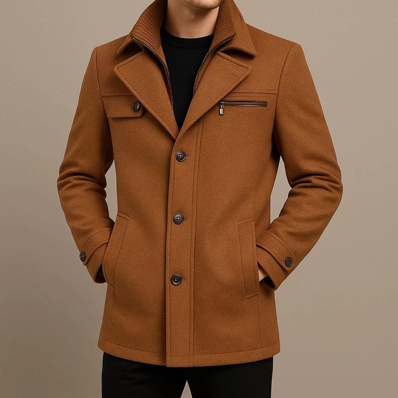 Eleganter Winddichter Herren Wollmantel