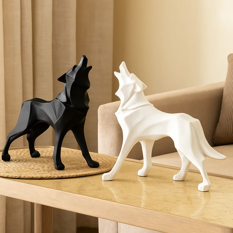 LupoForm – Geometrische Ulvenstatue mit scharfkantigem Design für moderne Räume