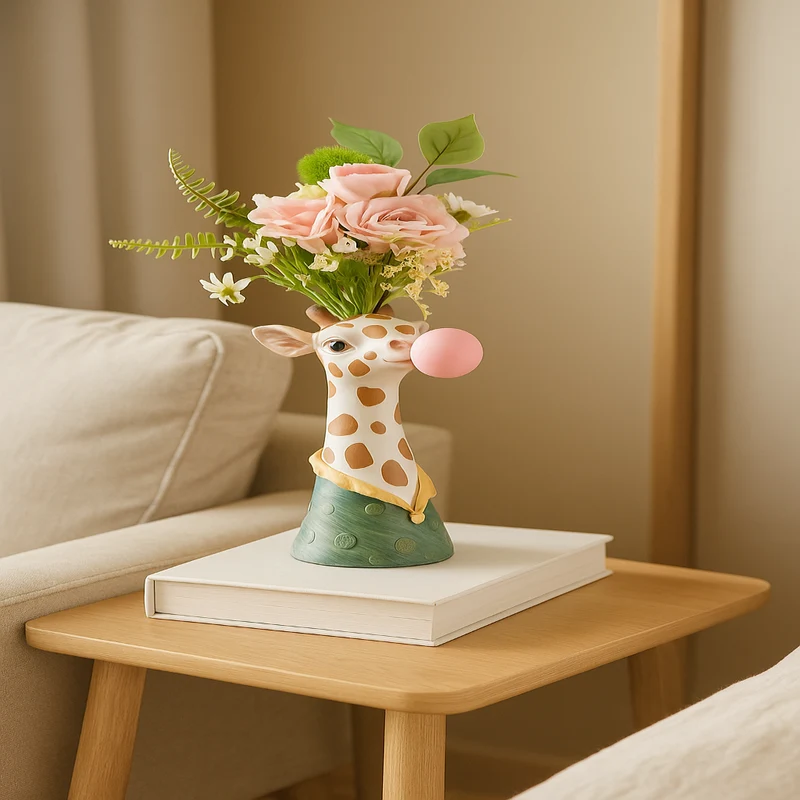 SafariWhimsy – Künstlerisch, tierinspiriertes Blasen-Vase