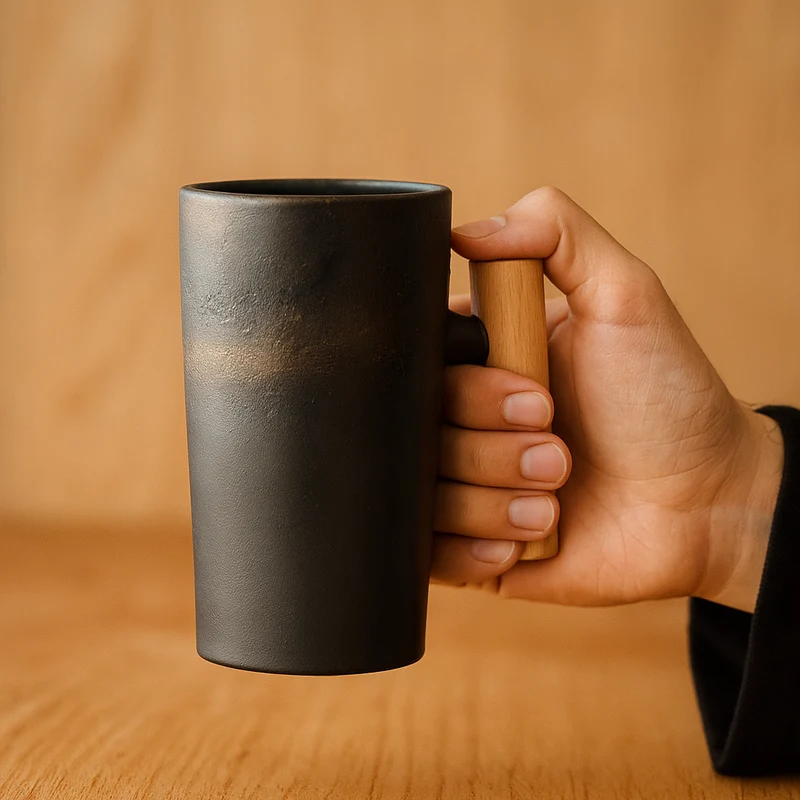 StillSip – Japanisch-inspirierter erdohfarbener Becher mit handgefertigtem Look
