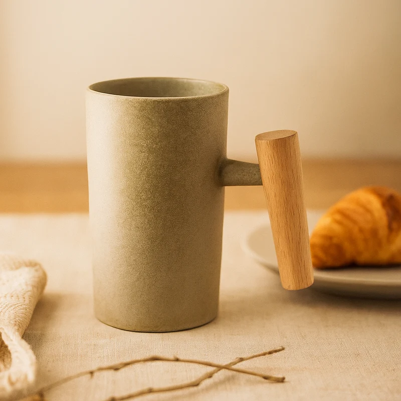 StillSip – Japanisch-inspirierter erdohfarbener Becher mit handgefertigtem Look