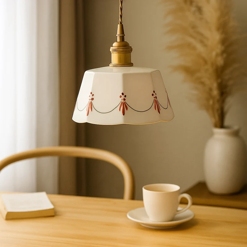 CeramiGlow – Elegante Pendellampe mit klassischem Muster aus Keramik
