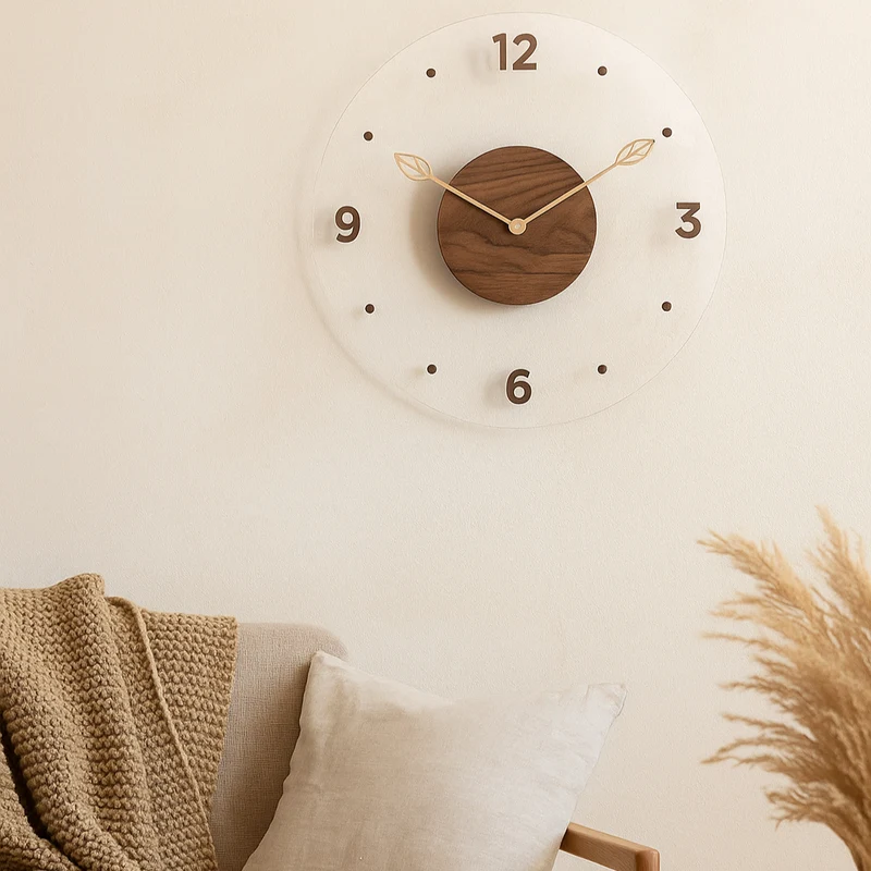 QuietWood – Minimalistische, geräuschlose Wanduhr mit schlichtem Design für jeden Raum