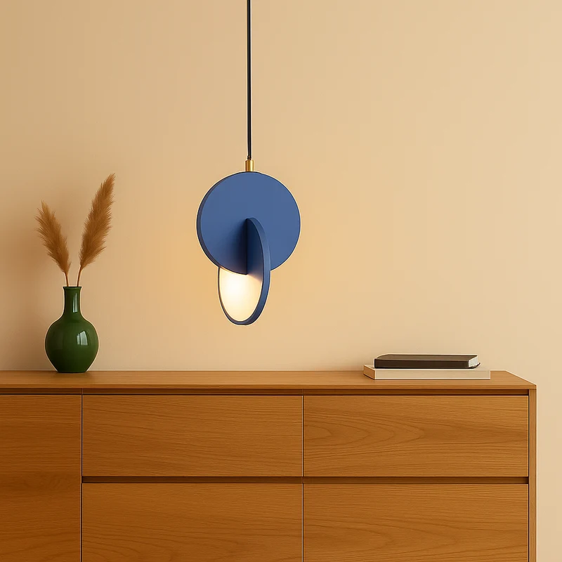NordicGlow – Moderne skandinavische LED-Pendellampe mit rundem Rahmen und warmem Glühen