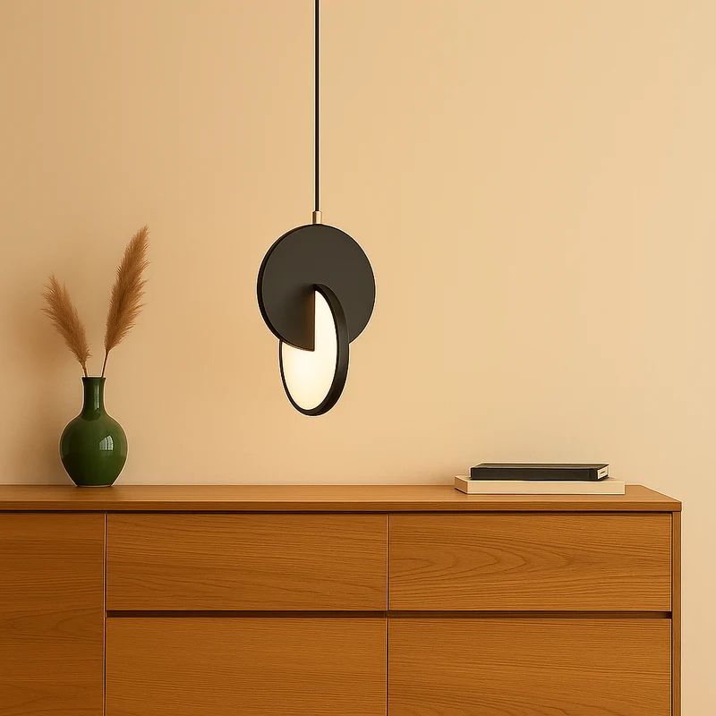 NordicGlow – Moderne skandinavische LED-Pendellampe mit rundem Rahmen und warmem Glühen
