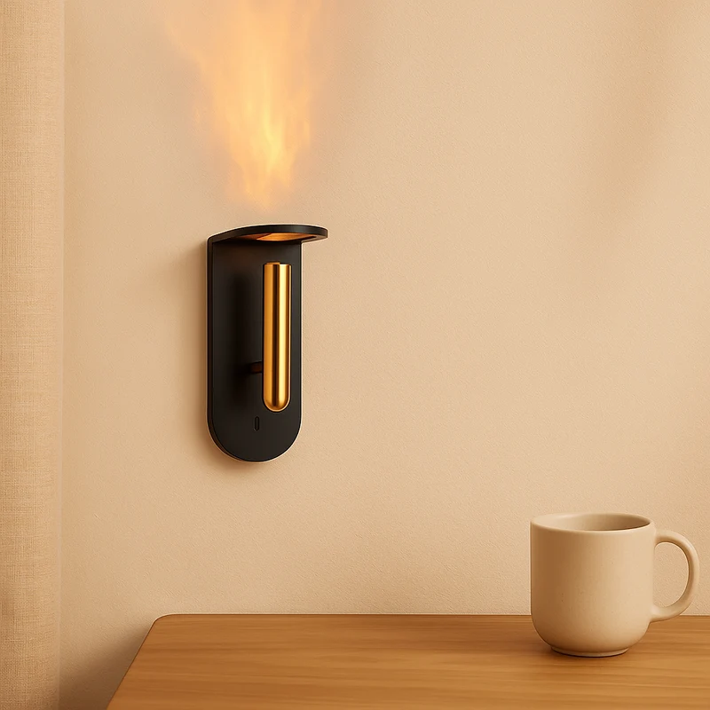 NordiFlame – Einstellbare nordische LED-Wandleuchte mit Flammeneffekt