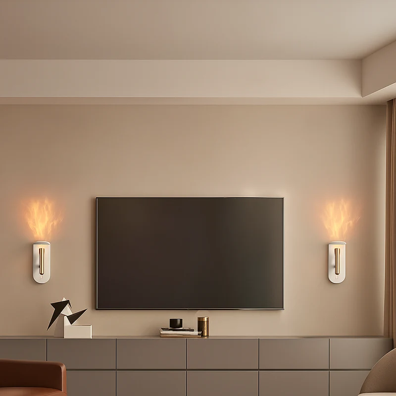 NordiFlame – Einstellbare nordische LED-Wandleuchte mit Flammeneffekt