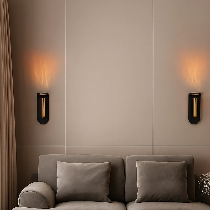 NordiFlame – Einstellbare nordische LED-Wandleuchte mit Flammeneffekt