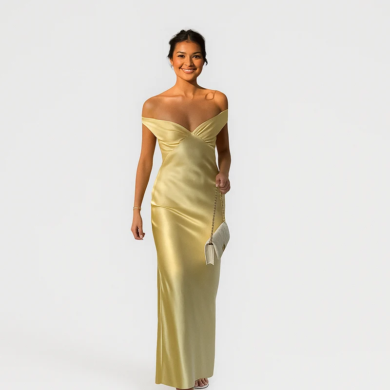 Marcelline – Schulterfreie Abendkleid aus Satin