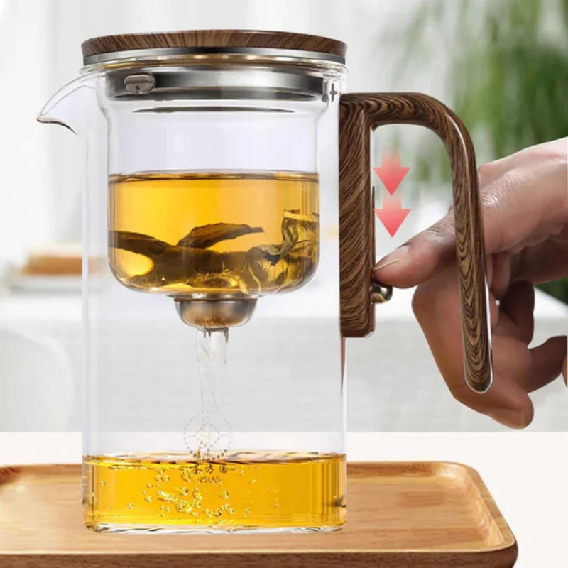 ClearPour hitzebeständiges Glas-Teekanne mit Holzgriff – Elegante Aufgusskanne