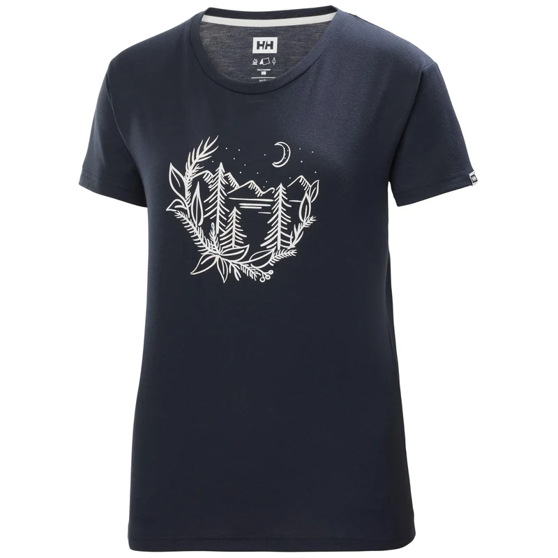 HH Helly Hansen Skog Graphic T-Shirt Women 62877 navy Brand Shirt Logo T-Shirt