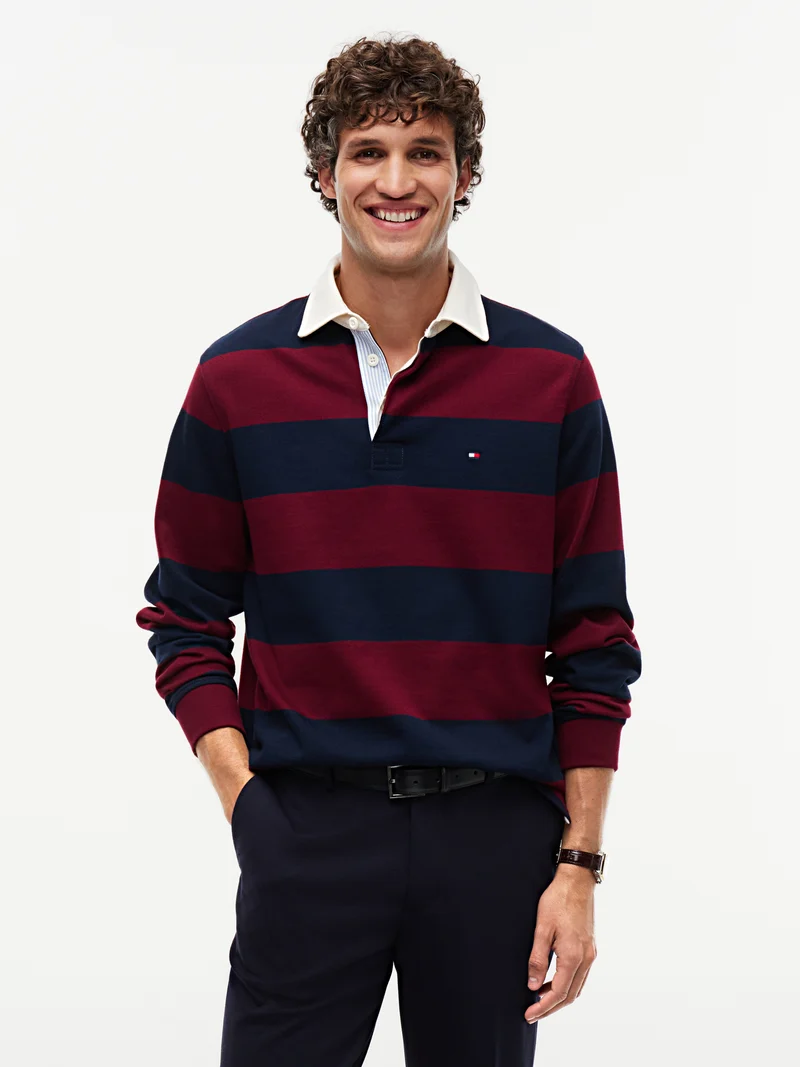 Jersey-Sweatshirt mit Rugby-Streifen