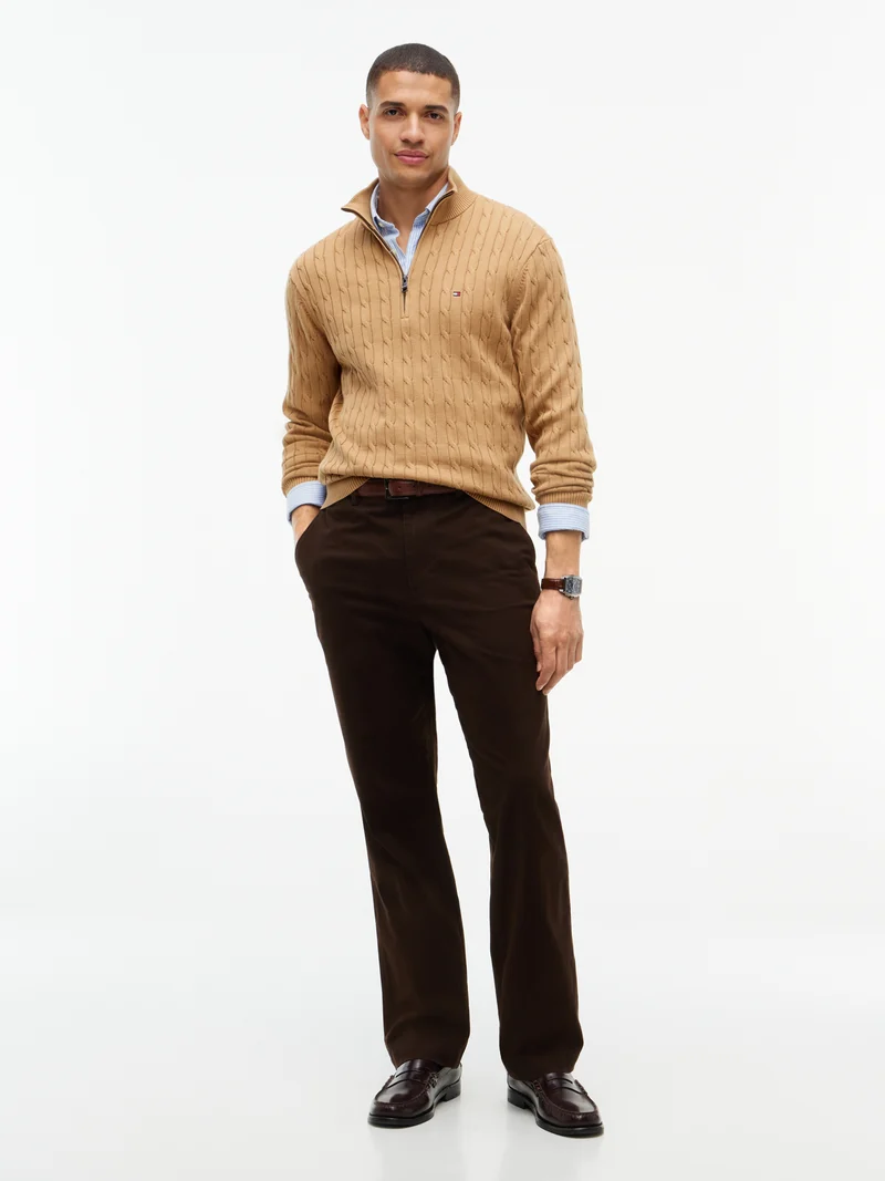 Zopfstrick-Pullover mit Quarter-Zip