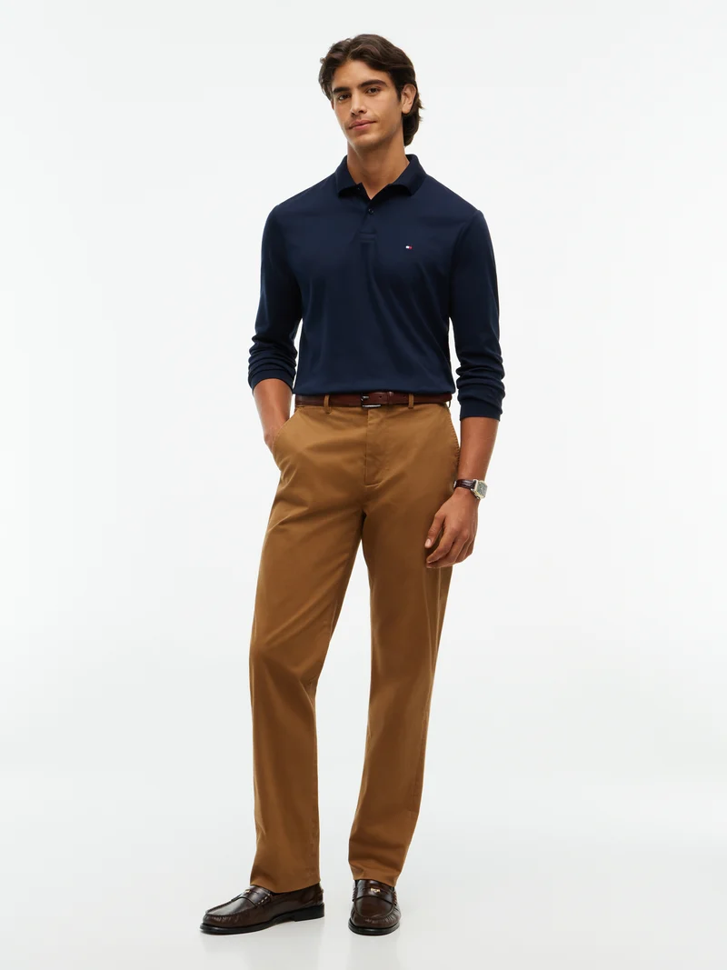 Langarm-Poloshirt mit Liquid-Cotton-Finish