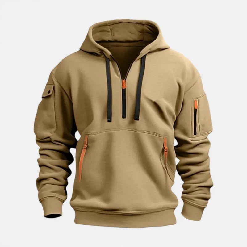 Herren Kapuzenpullover mit Reißverschluss und Taschen