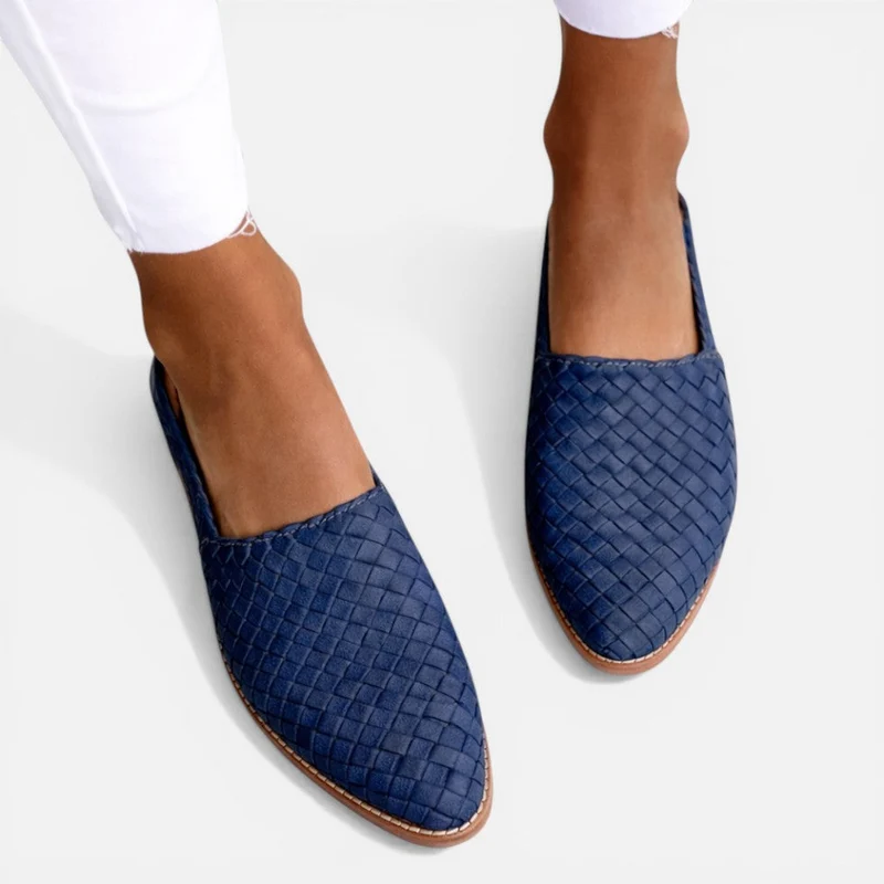 Damen Sandalen geflochten mit Fersenriemen und flacher Sohle
