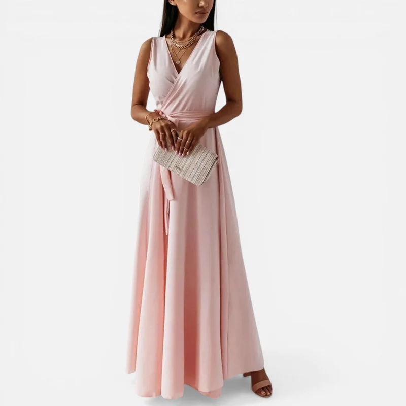 Maxikleid mit Wickeloptik und Taillengürtel