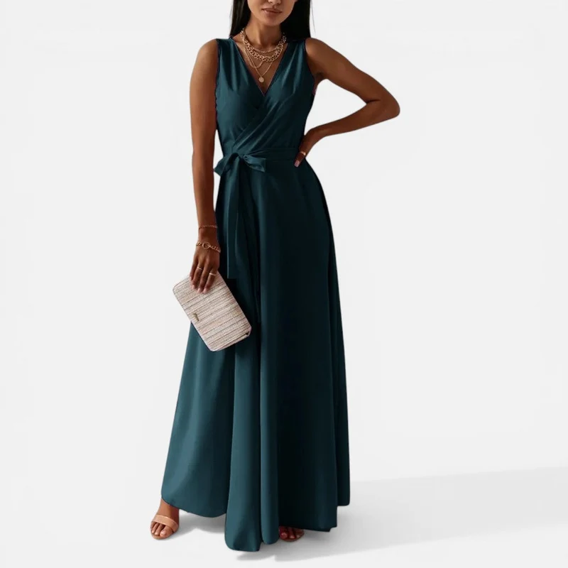Maxikleid mit Wickeloptik und Taillengürtel