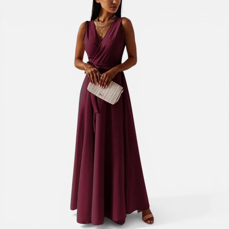 Maxikleid mit Wickeloptik und Taillengürtel