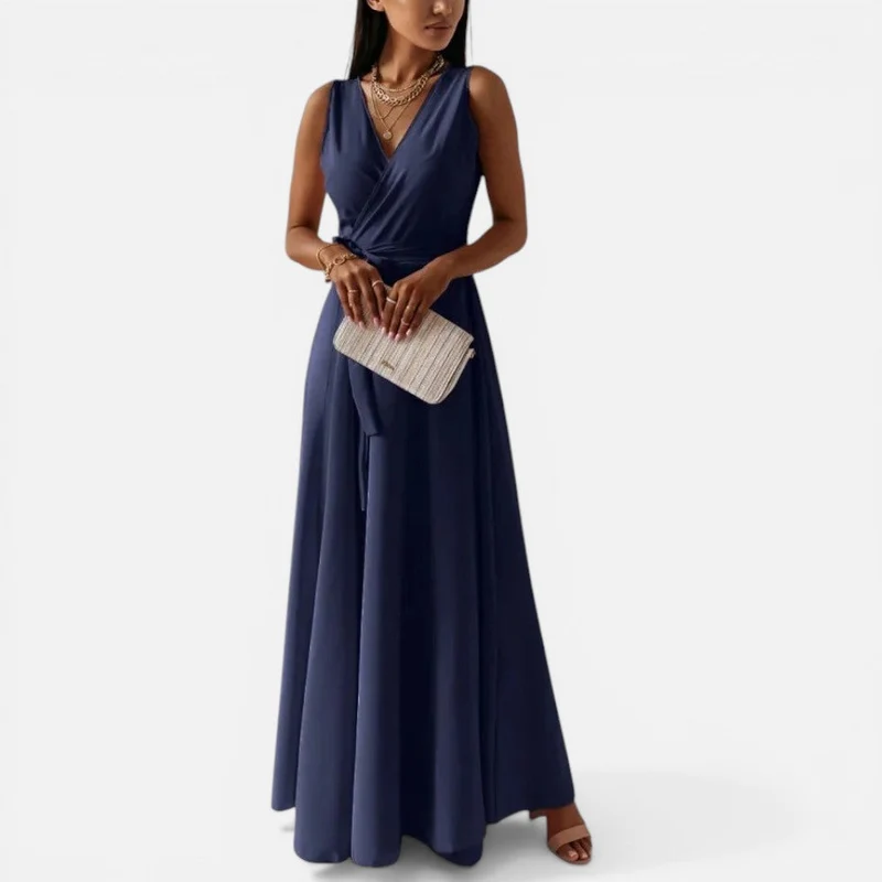 Maxikleid mit Wickeloptik und Taillengürtel