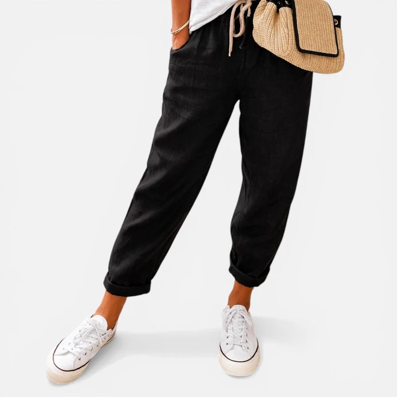 Damen Hose mit elastischem Bund und lockerem Schnitt