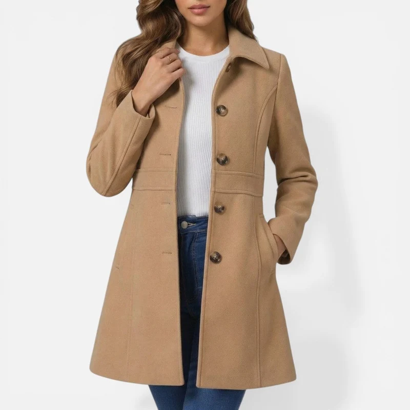 Damen Mantel mit Knopfleiste und tailliertem Schnitt