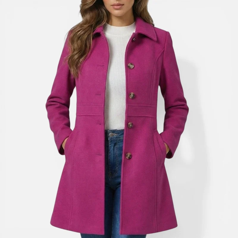 Damen Mantel mit Knopfleiste und tailliertem Schnitt
