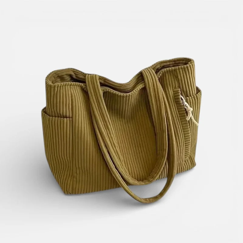 Damen Schultertasche aus Cord mit großem Hauptfach