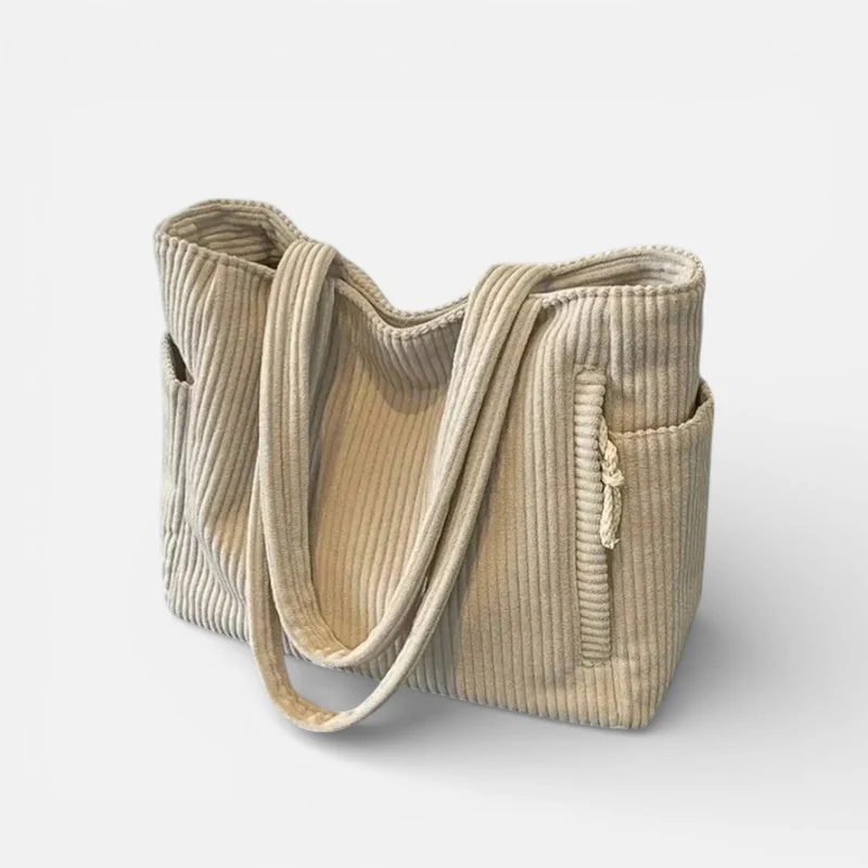 Damen Schultertasche aus Cord mit großem Hauptfach