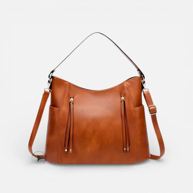Damen Schultertasche mit Reißverschluss und verstellbarem Riemen