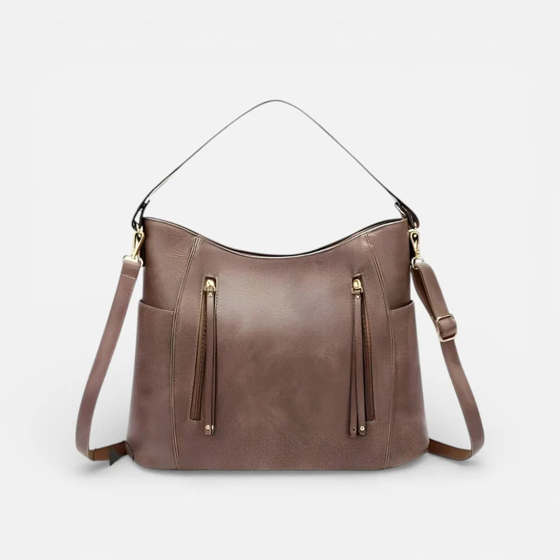 Damen Schultertasche mit Reißverschluss und verstellbarem Riemen