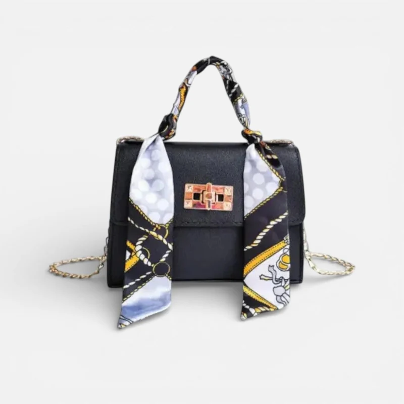 Damen Schultertasche mit Tuchgriff und Kettenriemen