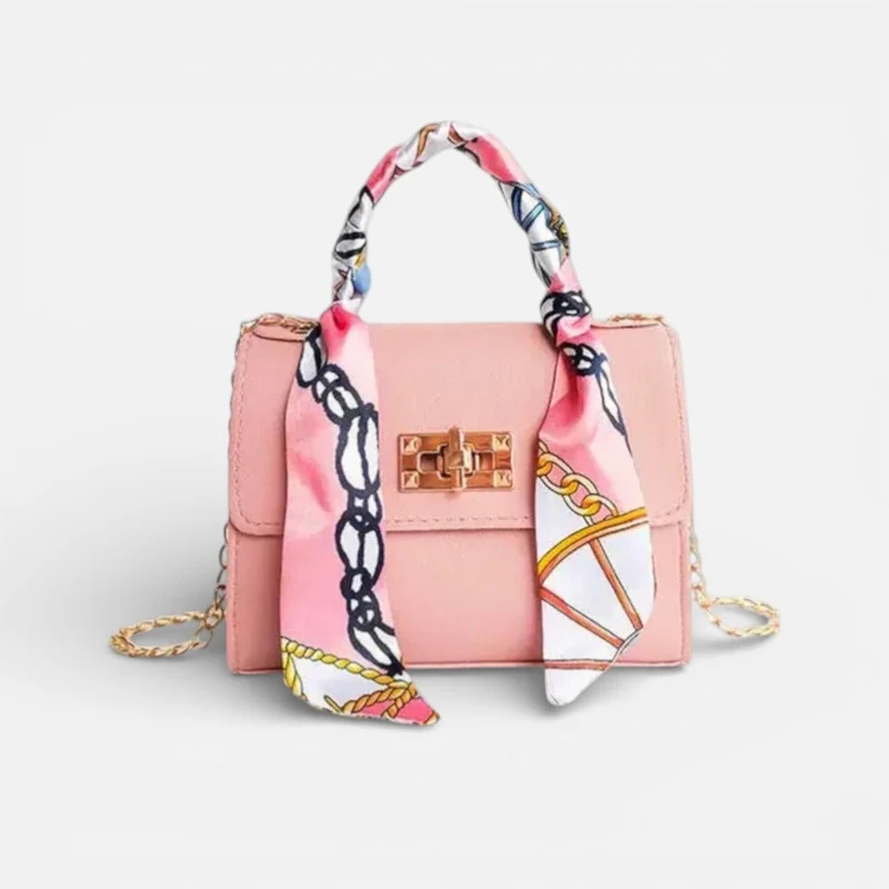 Damen Schultertasche mit Tuchgriff und Kettenriemen