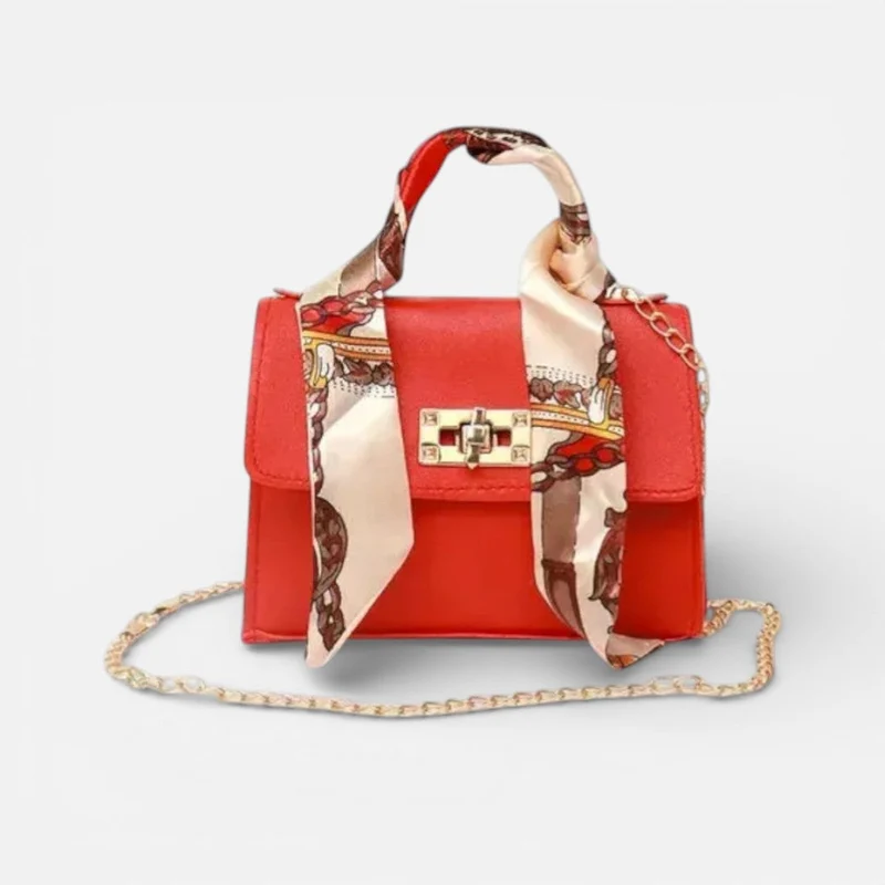 Damen Schultertasche mit Tuchgriff und Kettenriemen