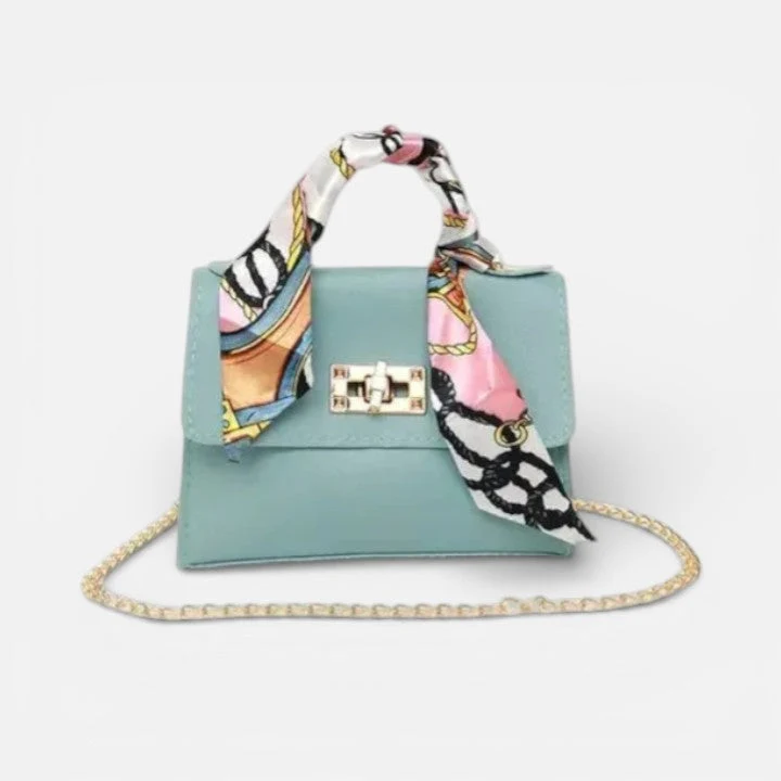 Damen Schultertasche mit Tuchgriff und Kettenriemen