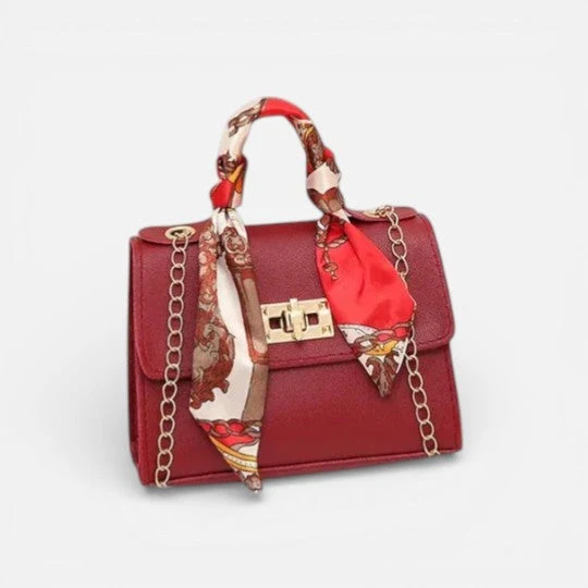 Damen Schultertasche mit Tuchgriff und Kettenriemen