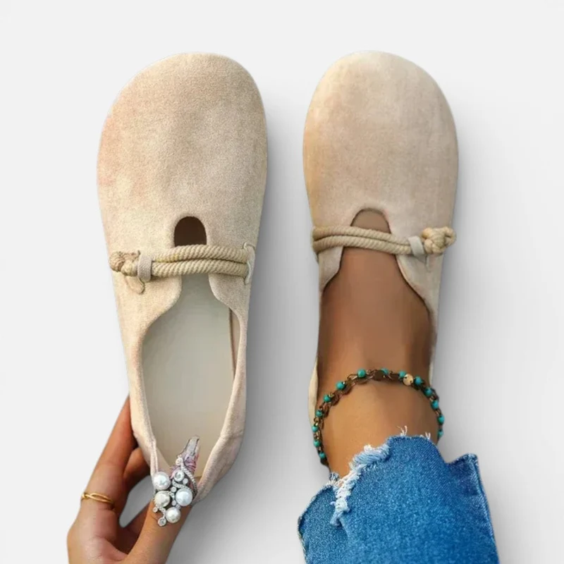 Orthopädische Leichte Damen Stoff Slipper mit Kordelverschluss