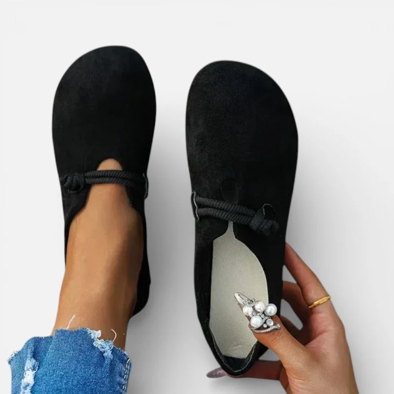 Orthopädische Leichte Damen Stoff Slipper mit Kordelverschluss