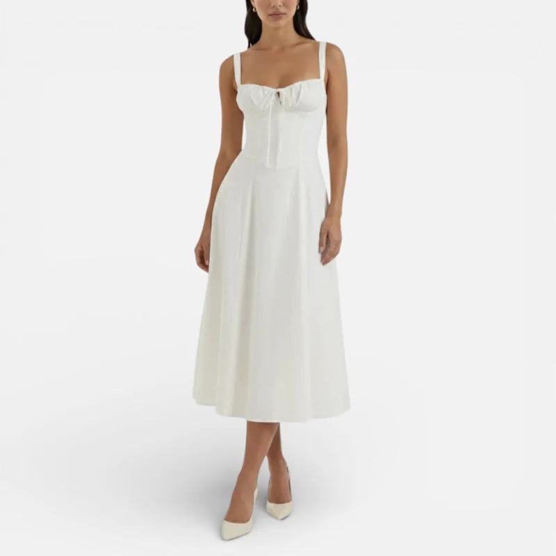 Sommerkleid für Damen in Midi-Länge mit Trägern und Seitenschlitz