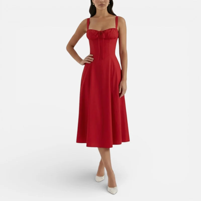 Sommerkleid für Damen in Midi-Länge mit Trägern und Seitenschlitz