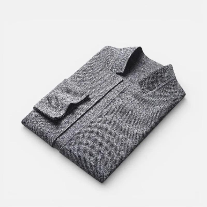 Herren Strickjacke mit Knopfleiste und strukturiertem Stoff