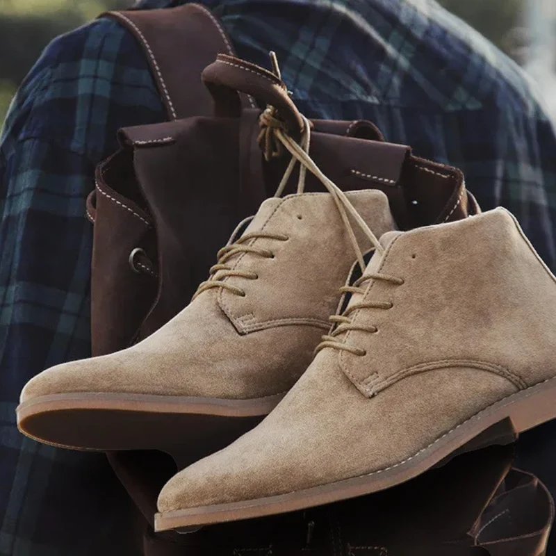 Herren Schnürstiefeletten Wildlederoptik