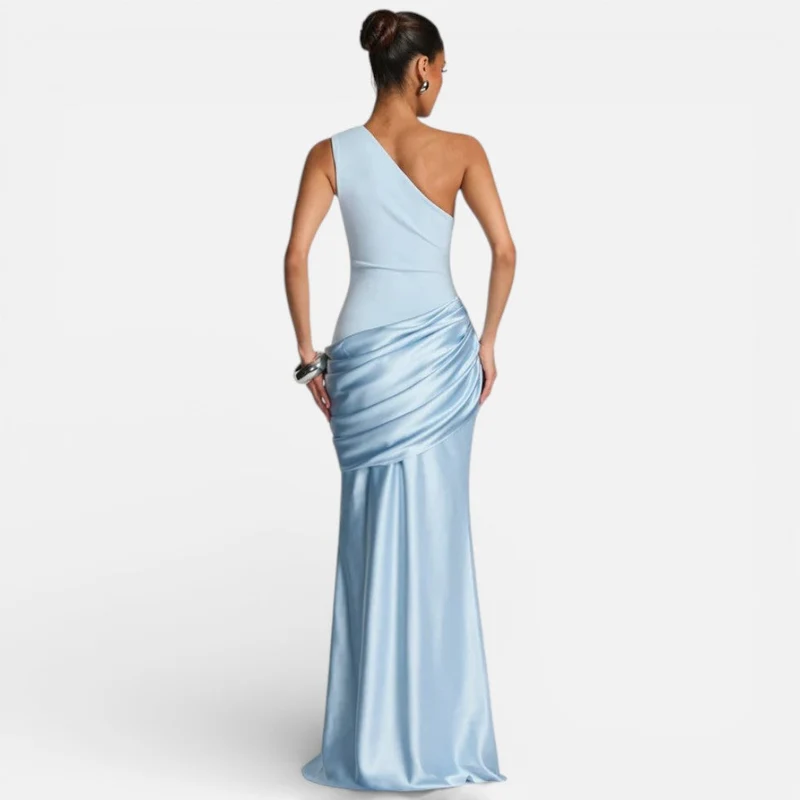 Damen Satin Hochzeitskleid Mermaid Lang mit One Shoulder