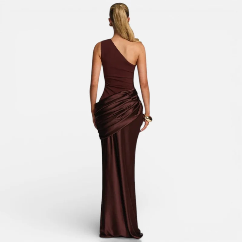 Damen Satin Hochzeitskleid Mermaid Lang mit One Shoulder