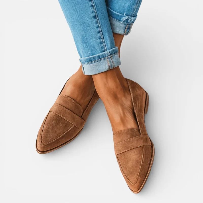 Orthopädische Damen Loafer mit Leopardenmuster und spitzer Form