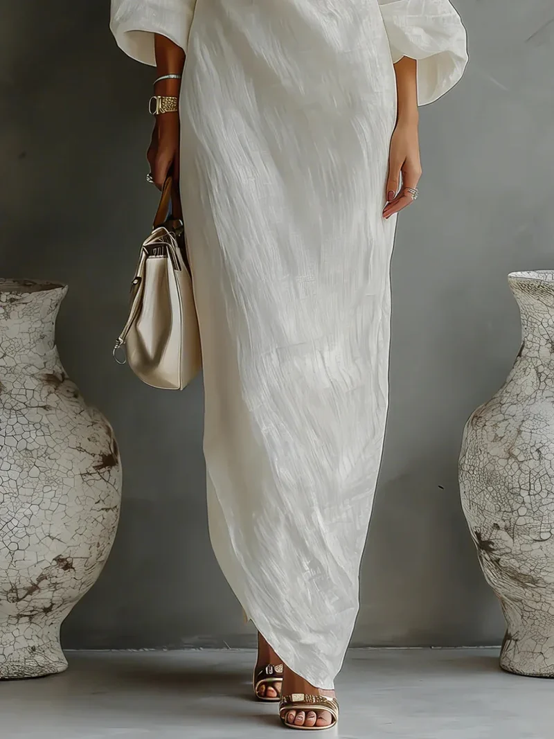 Joëlle | Damen Leinen Sommerkleid Mit One-Shoulder Design