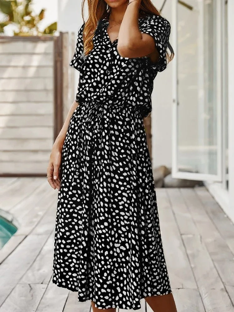 Felicitas | Damen Lässiges Bedrucktes Hemdkleid