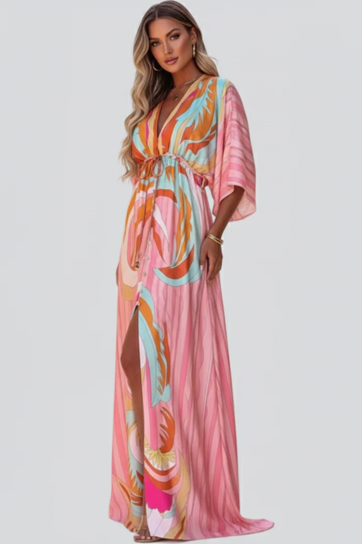 Federica | Damen Bedrucktes Sommerkleid mit Fledermausärmeln