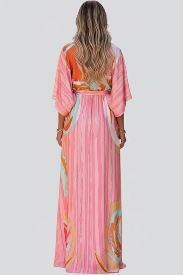 Federica | Damen Bedrucktes Sommerkleid mit Fledermausärmeln
